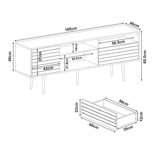Comoda TV cu usa si sertar Vare 165x40x65 cm alb/efect nuc [en.casa]
