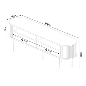 Comoda TV cu 2 usi glisante Mapia 166x40x55 cm efect lemn nuc [en.casa]