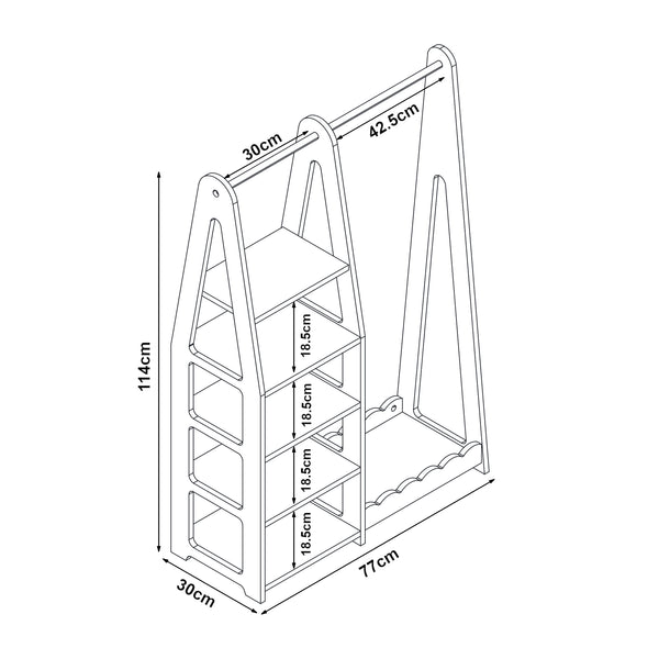 Garderoba copii Vestnes 114x77x30 cm mdf roz/alb [en.casa]