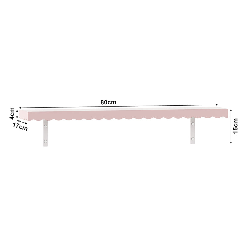Schiță cotată Set 2 rafturi de perete pentru copii Vestnes 80x17x4 cm Cotton Candy [en.casa]