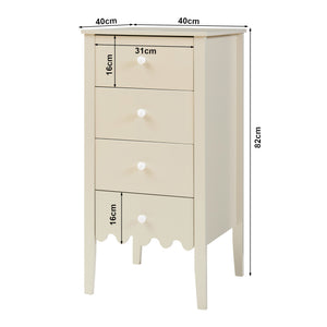 Comoda cu 4 sertare Luspoo 82x40x40 cm crem deschis [en.casa]