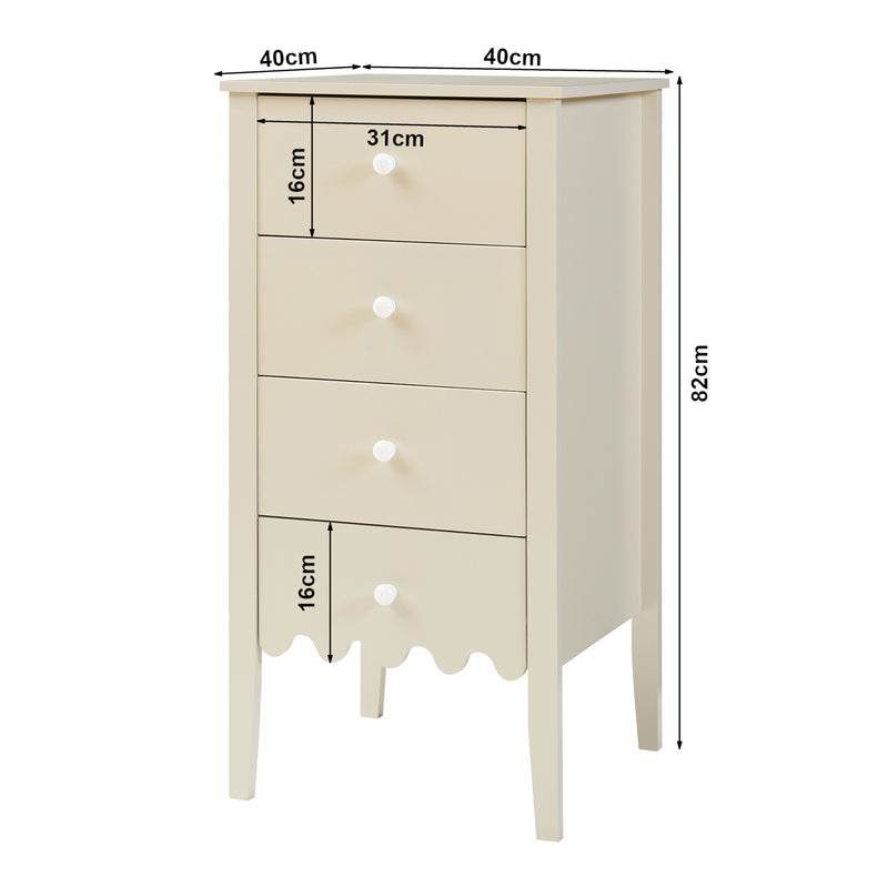 Schiță cotată Comoda cu 4 sertare Luspoo 82x40x40 cm crem deschis [en.casa]