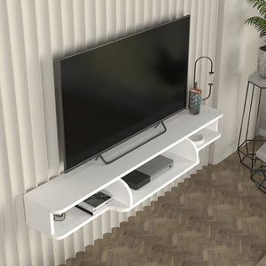 Suport TV de perete Aar 135x30x16 cm alb [en.casa]