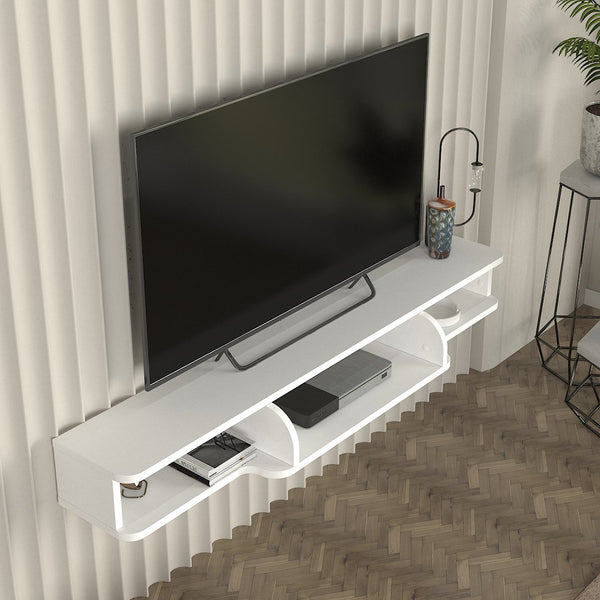 Suport TV de perete Aar 135x30x16 cm alb [en.casa]
