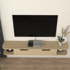 Suport TV de perete Karjali 150x30x19 cm efect lemn stejar [en.casa]