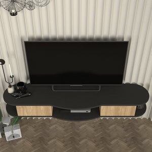 Suport TV de perete Nyskiri 150x35x19 cm antracit/efect lemn stejar [en.casa]