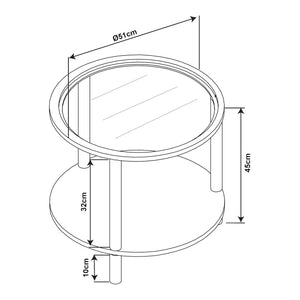 Masuta rotunda Latama, 51x45 cm sticla culoarea bronzului/natur [en.casa]