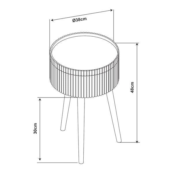 Masuta rotunda cu spatiu depozitare Bongard 48x38 cm alb/natur [en.casa]