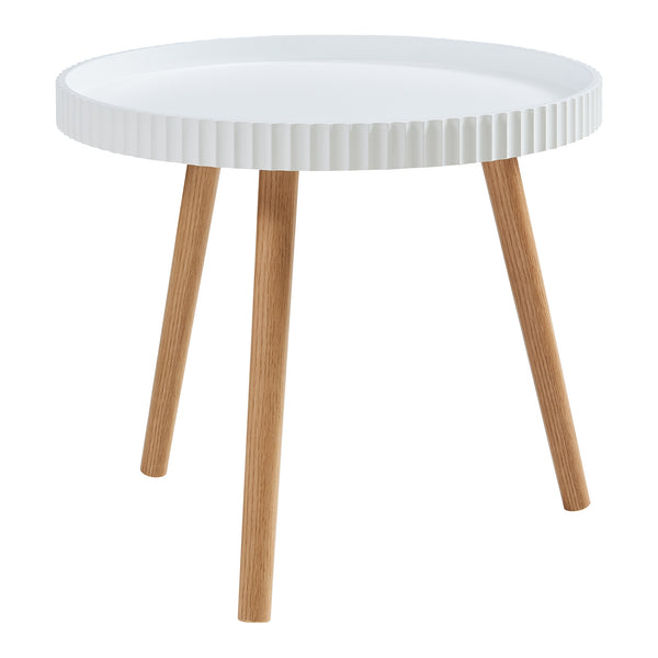 Masuta rotunda Bongard 49x45 cm alb/natur [en.casa]