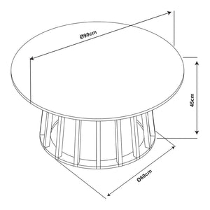 Masuta cafea rotunda Buzzard 90x45 cm efect beton/negru [en.casa]