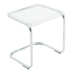 Masuta living Brosa 44x37x48 cm transparent/culoarea cromului [en.casa]