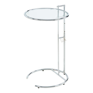 Masa sticla cu inaltime reglabila Stare 50x55-77 cm transparent/crom [en.casa]