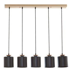 Lampa suspendata Posdand 130 cm 5xE27 max 40W natur/negru [lux.pro]