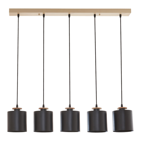 Lampa suspendata Posdand 130 cm 5xE27 max 40W natur/negru [lux.pro]