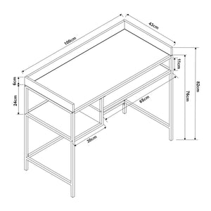 Birou Belana 100x43x82 cm negru/efect lemn stejar [en.casa]