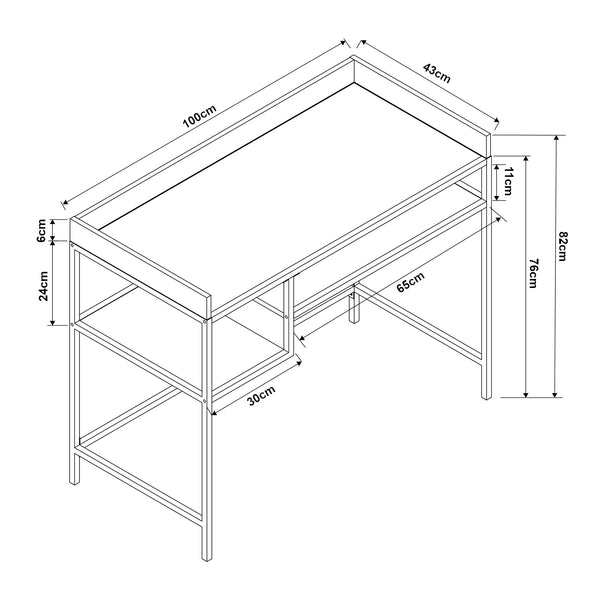 Birou Belana 100x43x82 cm negru/efect lemn stejar [en.casa]