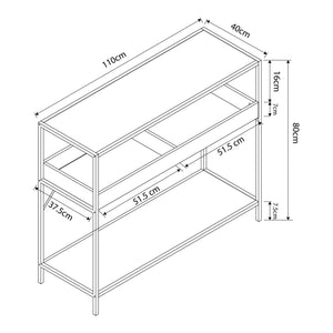 Masa consola Belana 110x40x80 cm negru/efect stejar [en.casa]