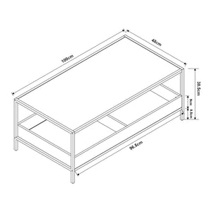 Masuta cafea Belana 100x48x35 cm negru/efect lemn stejar [en.casa]