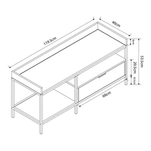 Comoda TV cu sertar Belana 119x40x53 cm negru/efect stejar [en.casa]