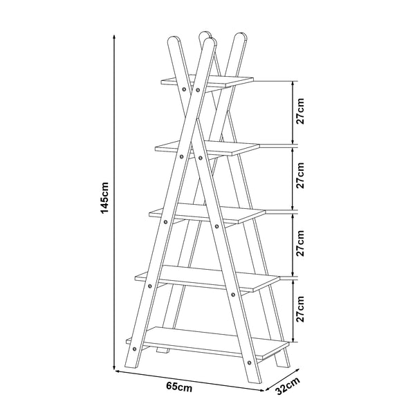 Raft carti design cort copii Vanlilu 145x65x32 cm natur/alb [en.casa]