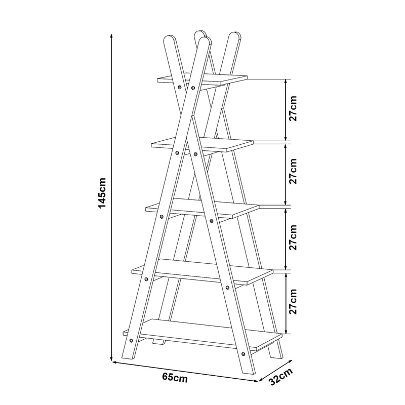 Schiță cotată Raft carti design cort copii Vanlilu 145x65x32 cm natur/alb [en.casa]