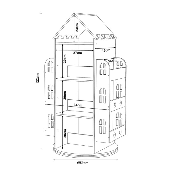 Raft rotativ casuta copii Sanköre 122x64x43 cm natur [en.casa]