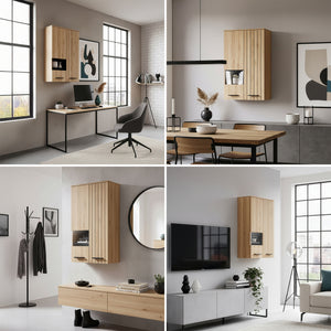 Dulap perete Noppen 98x60x35 cm efect stejar [en.casa]