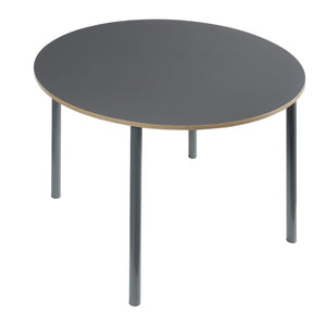 Set masa rotunda si 4 scaune Lindesberg 75x100 cm gri/efect stejar/maro deschis [en.casa]