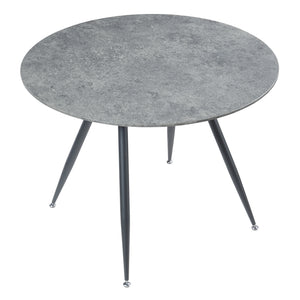 Set masa rotunda si 4 scaune Fitjar 75x100 cm efect beton/gri inchis [en.casa]