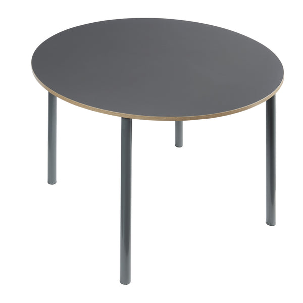 Set masa rotunda si 4 scaune Lindesberg 75x100 cm gri/maro deschis [en.casa]