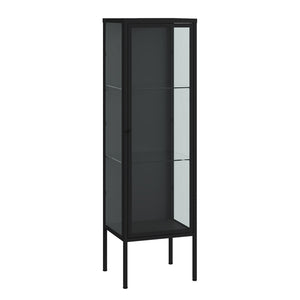 Vitrina Borshavisa 116x34x30 cm otel sticla negru [en.casa]