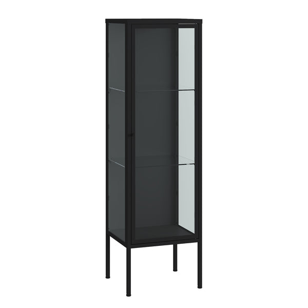 Vitrina Borshavisa 116x34x30 cm otel sticla negru [en.casa]