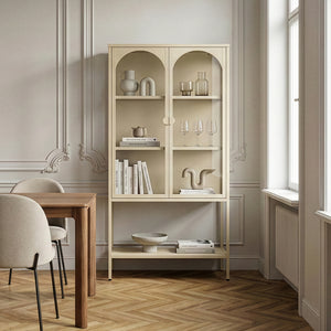 Vitrina cu 2 usi si raft Klippestad 160x80x35 cm camel [en.casa]
