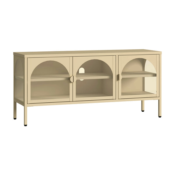 Vitrina cu 3 usi sticla Klippestad 118x35x55 cm camel [en.casa]
