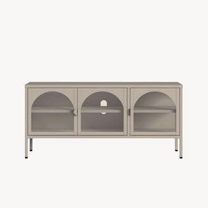 Vitrina cu 3 usi sticla Klippestad 118x35x55 cm gri cald [en.casa]