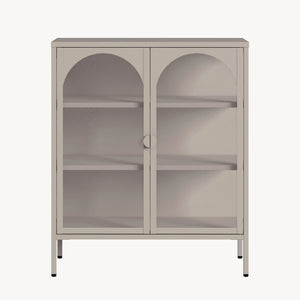 Vitrina cu 2 usi sticla Klippestad 95x80x35 cm camel [en.casa]