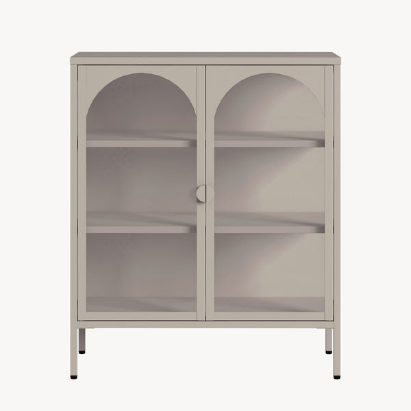 Vitrina cu 2 usi sticla Klippestad 95x80x35 cm camel [en.casa]