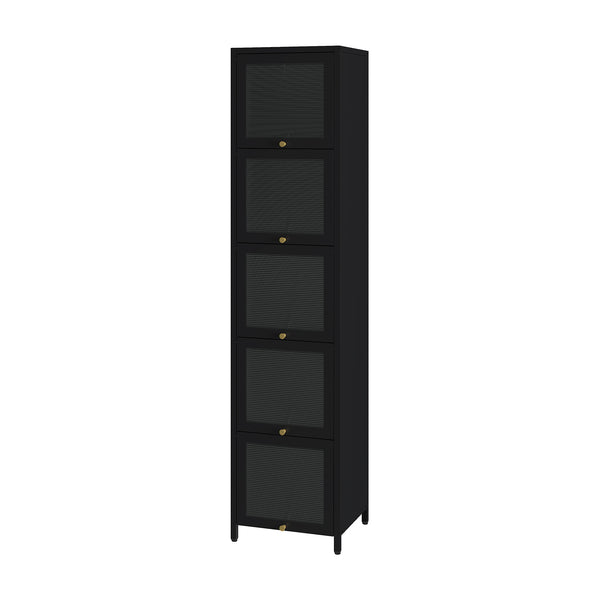 Dulap inalt Ostersund 174x40x35 cm otel negru [en.casa]
