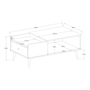 Masuta cafea Hallevil 44x106x59 cm alb [en.casa]