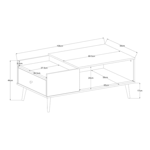 Masuta cafea Hallevil 44x106x59 cm alb [en.casa]