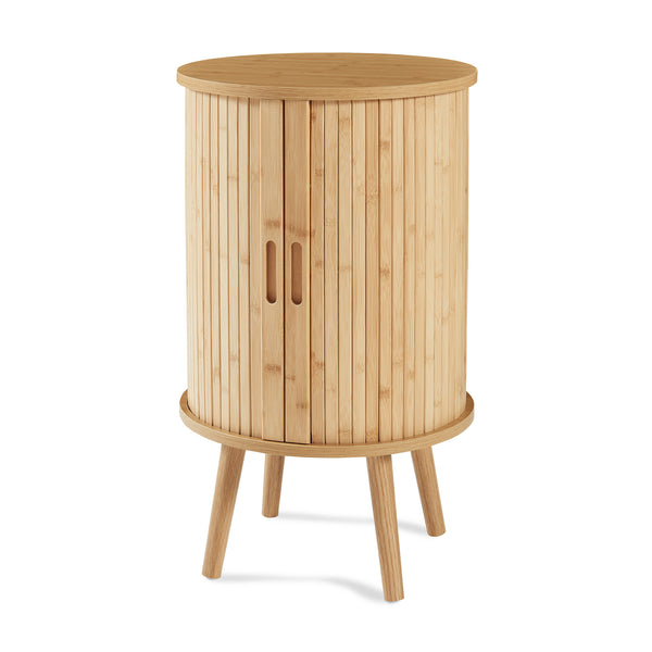 Noptiera cilindru cu 2 usi glisante Nordkapp 65x40 cm bambus natur [en.casa]