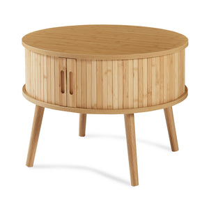 Noptiera rotunda cu usi glisante Nordkapp 45x60 cm bambus natur [en.casa]