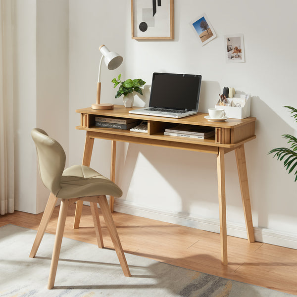 Masa consola cu 2 usi glisante Tysvær 110x40x78 cm bambus natur [en.casa]