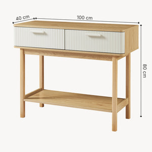 Masa consola cu 2 sertare Ferrersp 100x40x80 cm efect stejar/oatmeal [en.casa]