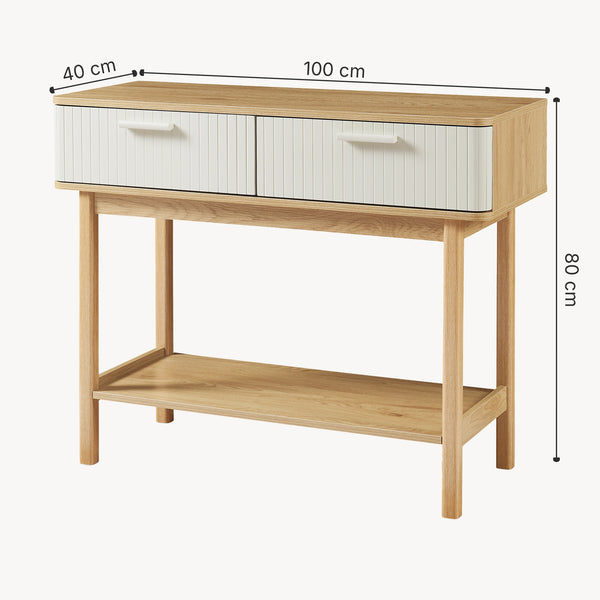 Masa consola cu 2 sertare Ferrersp 100x40x80 cm efect stejar/oatmeal [en.casa]