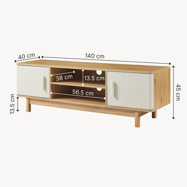 Comoda TV cu 2 usi Ferrersp 140x40x45 cm efect stejar/oatmeal [en.casa]