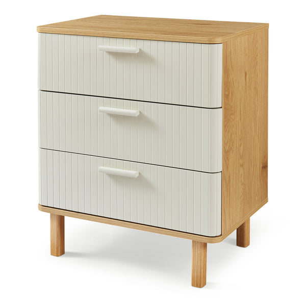 Comoda cu 3 sertare Ferrersp 70x60x40 cm efect stejar/oatmeal/natur [en.casa]