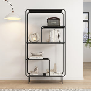 Raft carti Færder 145x76x33 cm negru [en.casa]
