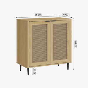 Comoda Lukhomso 83x80x40 cm efect stejar/efect ratan [en.casa]