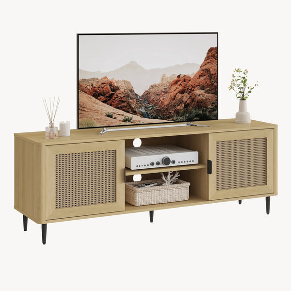 Comoda TV  Lukhomso 152x40x54 cm efect stejar/efect ratan [en.casa]